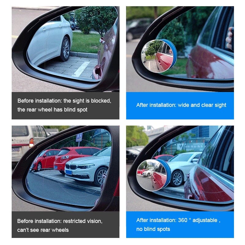 360° Rotation Car Reversing Small Round Mirrors (2pcs)