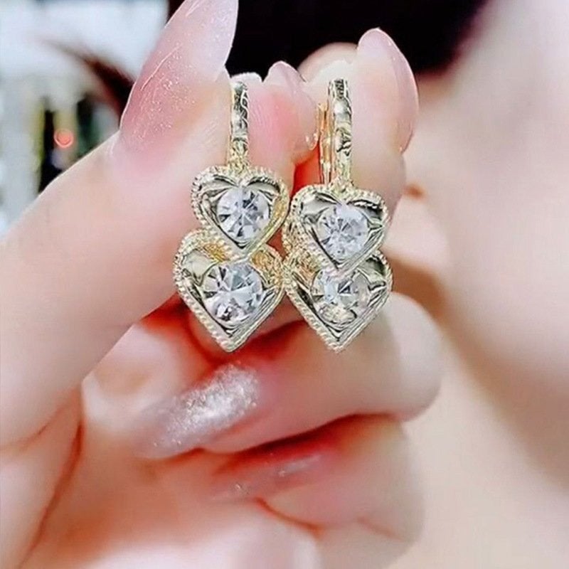 Shining Heart Rhinestone Earrings